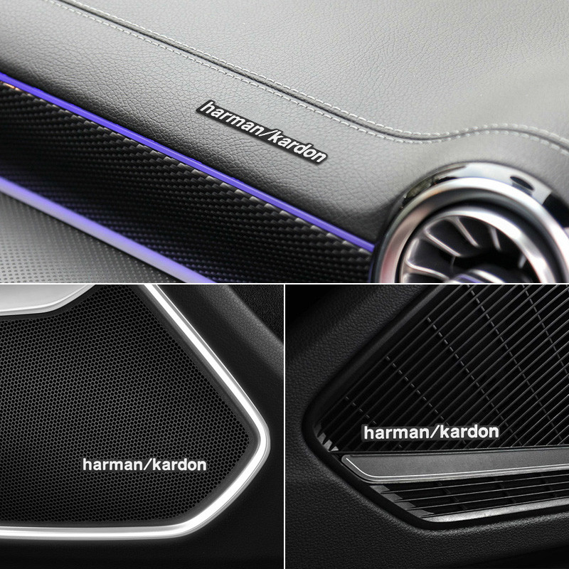 Autocolante audio harman/kardon din aluminiu pentru BMW E39 E36 F30 E46 E90 E60 F10 F20 X5 E70 E53 E30 E92 E87 X3 E83 F25 X6 E71 F11 M