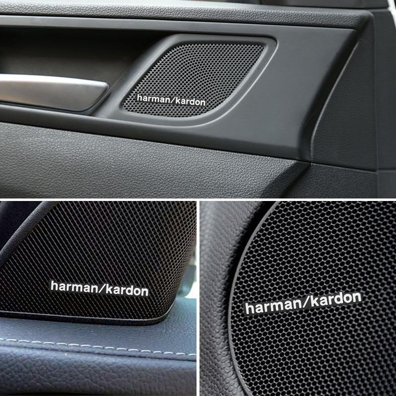 Autocolante audio harman/kardon din aluminiu pentru BMW E39 E36 F30 E46 E90 E60 F10 F20 X5 E70 E53 E30 E92 E87 X3 E83 F25 X6 E71 F11 M