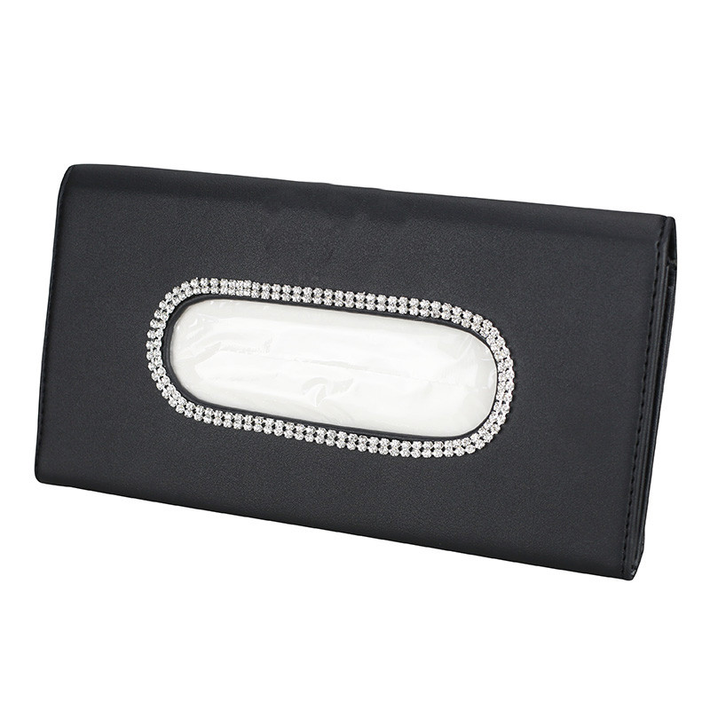 Rhinestones Crystal Car Tissue Box for Sun Visor PU Δερμάτινο κρεμαστό θήκη για χαρτομάντιλα αυτοκινήτου Θήκη σκίαστρου Diamond Αξεσουάρ αυτοκινήτου