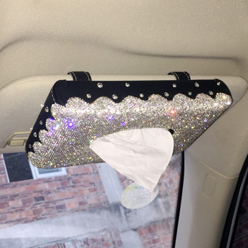 Creative Bling Crystal Diamond Διακοσμητικά Αυτοκινήτου Διακόσμηση Κουτί χαρτομάντηλου αυτοκινήτου Θήκη χαρτιού Αποθήκευση Αξεσουάρ εσωτερικού αυτοκινήτου Rhinestone
