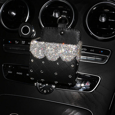 Creative Bling Crystal Diamond Car Ornaments Decoration Car Tissue Box Paper Holder Storage Rhinestone Car Interior Accessories