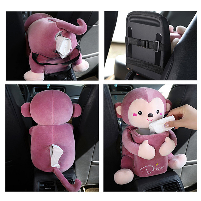 Cartoon Θήκη για χαρτομάντηλα αυτοκινήτου Διακόσμηση εσωτερικού αυτοκινήτου για μαϊμού & κουνέλι Θήκη χαρτοπετσέτας για ζώα Αξεσουάρ αυτοκινήτου