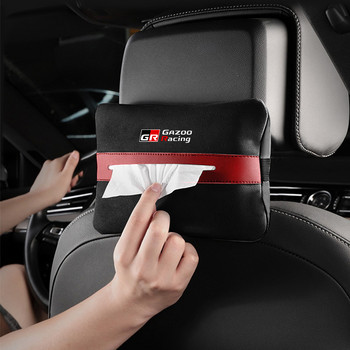 Suede Car Tissue Box Car Sun Visor Θήκη χαρτιού Θήκη για αυτόματο κάθισμα Πίσω τσάντα αποθήκευσης για TOYOTA GR GAZOO RACING