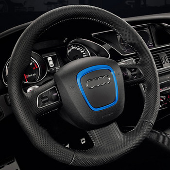Κεντρικό λογότυπο στο τιμόνι με στυλ αυτοκινήτου Chrome Καλύμματα Αυτοκόλλητα Διακοσμητικά για Audi A3 8P S3 A4 B6 B7 A5 A6 Q5 Q7 Εσωτερικά αξεσουάρ