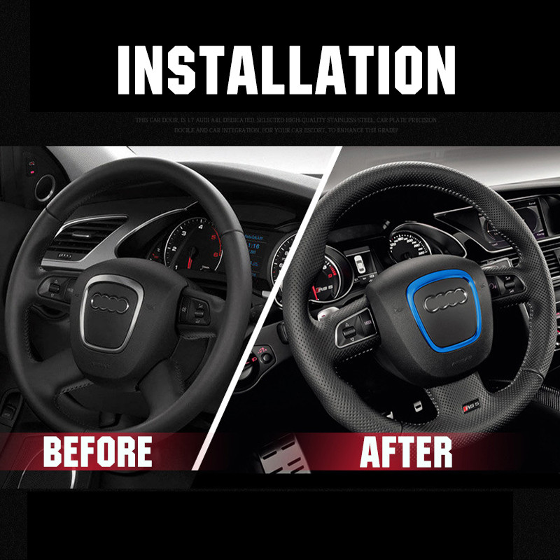 Chrome Car Styling rooliratta keskosa logo Kaaned Kleebised Sisustus Audi A3 8P S3 A4 B6 B7 A5 A6 Q5 Q7 salongitarvikud