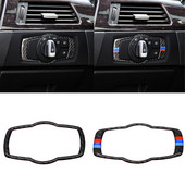 Fibră de carbon interior faruri mașină buton comutator cadru autocolant capac ornamente decal pentru BMW Seria 3 E90 E92 E93 2005-2012 stil