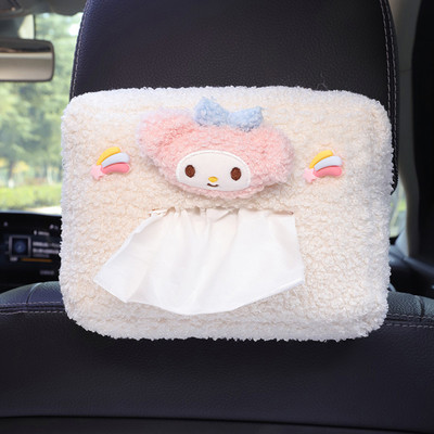 Χαριτωμένο καρτούν βελούδινο χρώμα λουλούδια Προσκέφαλο αυτοκινήτου Tissue Box Χαρτί Πύργος Θήκη Auto Visor Κρεμαστό Organizer Styling Αξεσουάρ αυτοκινήτου