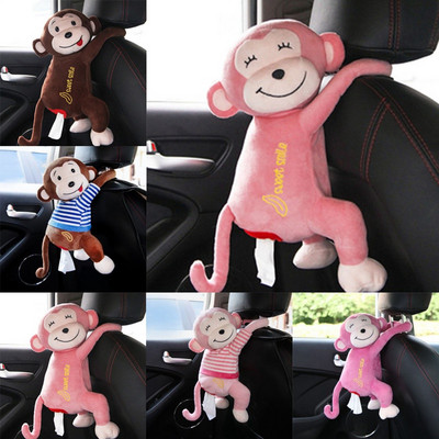 Rippuv auto salvrätikuhoidja Creative Cartoon Plush Monkey Auto Tissue Box salvrätiku paberist hoiuümbris koduseks autokontoriks