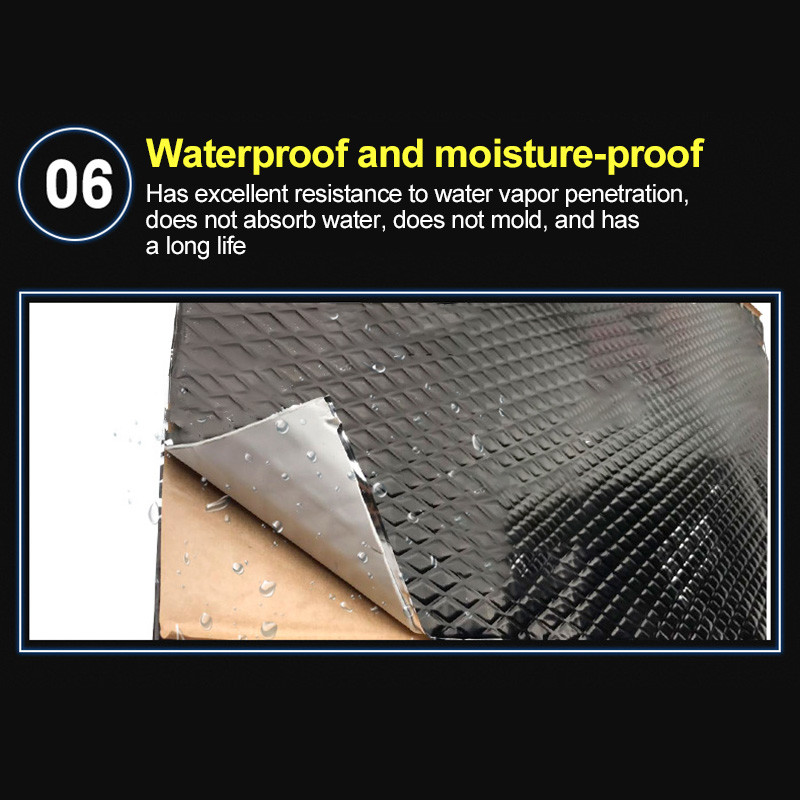 Ηχομονωτική πλάκα θερμότητας αυτοκινήτου 400mm*230mm*2mm Άγευστη κουκούλα από καουτσούκ βουτυλίου Βαμβακερή αυτοκόλλητη κουκούλα κινητήρα