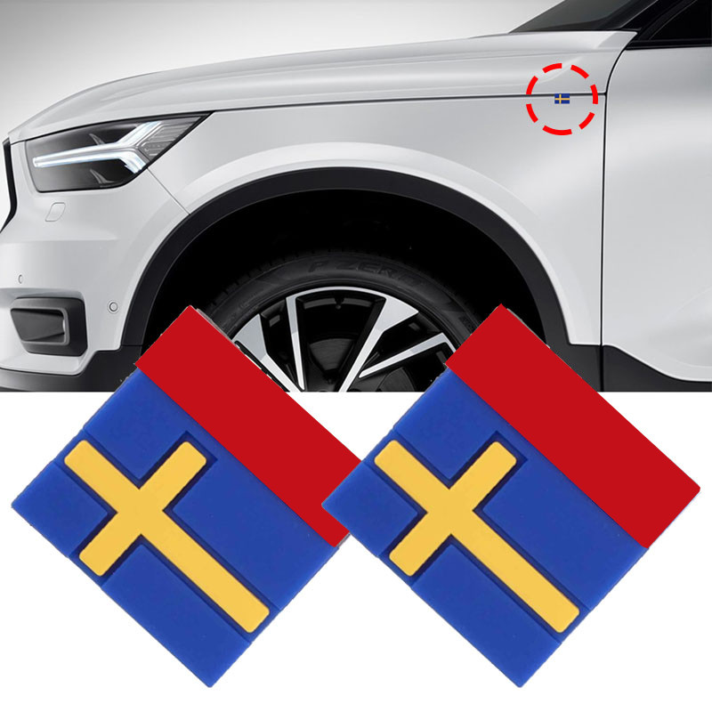 autós 3D matrica Svéd zászló dekorációs embléma autóajtó csomagtartó első hűtőrács VOLVO XC40 XC60 XC90 V90 S90 S60 V60 V40-hez
