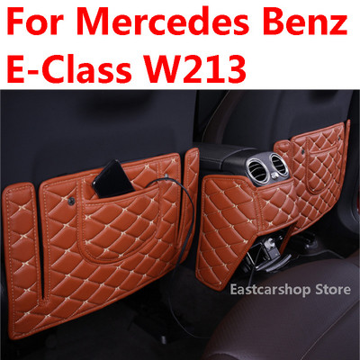 For Mercedes Benz E-Class W213 Car Rear Seat Anti-Kick Pad Seat Cover Back Armrest Protection Mat 2019 2018 2017 2016