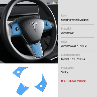 TPIC Tesla Model 3 & Y Alcantara Kormánykerék burkolat Díszmatrica Középkonzolhoz Belső díszlécek Autóstílus kiegészítők