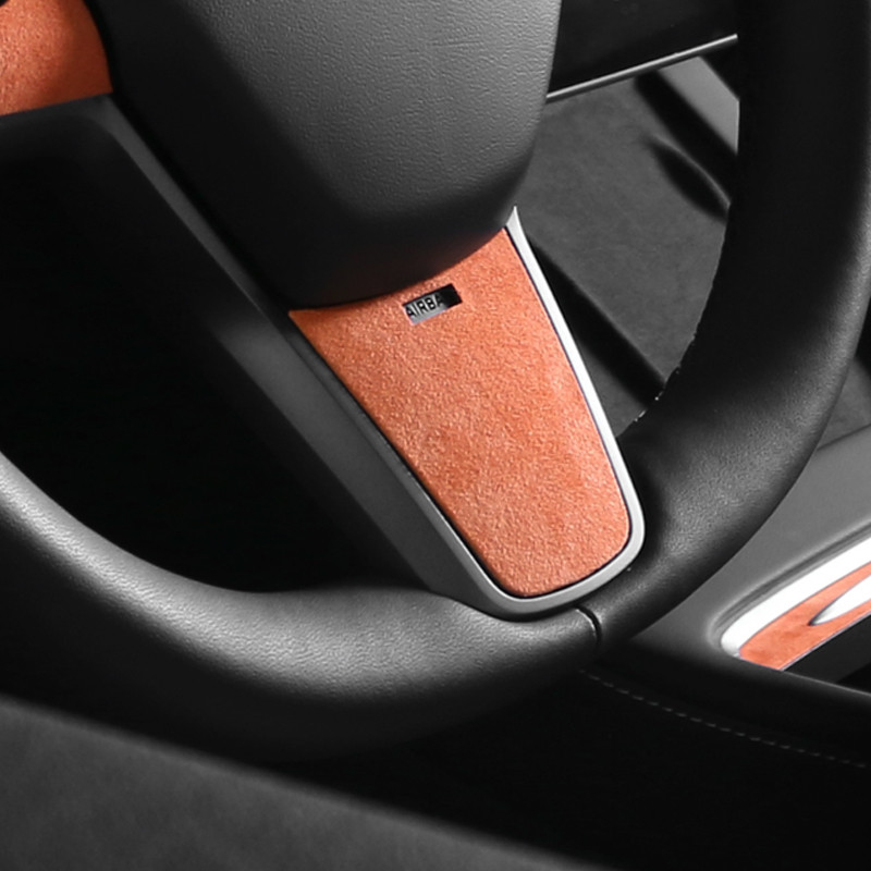 TPIC Tesla Model 3 & Y Alcantara Kormánykerék burkolat Díszmatrica Középkonzolhoz Belső díszlécek Autóstílus kiegészítők