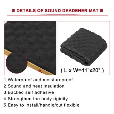 Uxcell Car Heatproof Wave Foam Deadener 50cmX203cm Μαύρο Ματ Ηχοκαθαριστής Αυτοκινήτου Κάλυμμα Ουράς Πόρτας Ηχομόνωση Βαμβακερή μόνωση