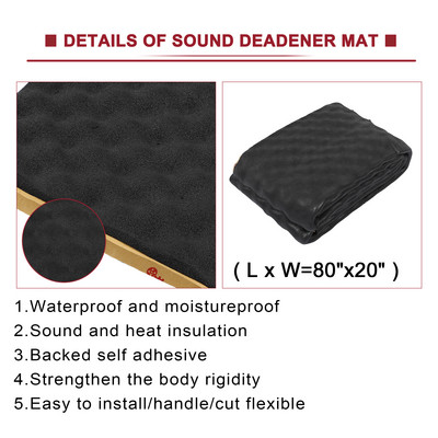 Uxcell Car Heatproof Wave Foam Deadener 50cmX203cm Μαύρο Ματ Ηχοκαθαριστής Αυτοκινήτου Κάλυμμα Ουράς Πόρτας Ηχομόνωση Βαμβακερή μόνωση