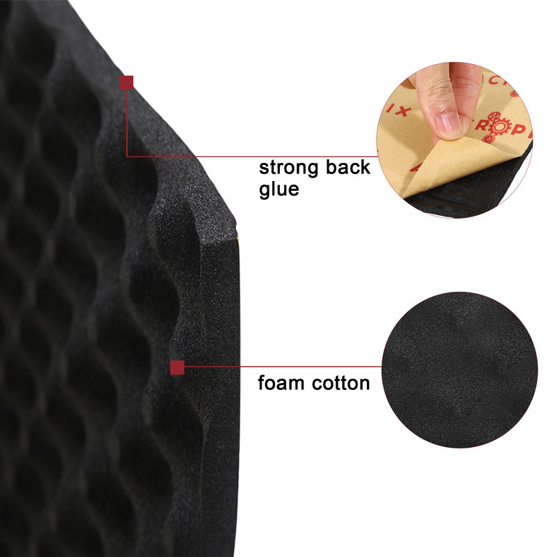 Uxcell Car Heatproof Wave Foam Deadener 50cmX203cm Μαύρο Ματ Ηχοκαθαριστής Αυτοκινήτου Κάλυμμα Ουράς Πόρτας Ηχομόνωση Βαμβακερή μόνωση