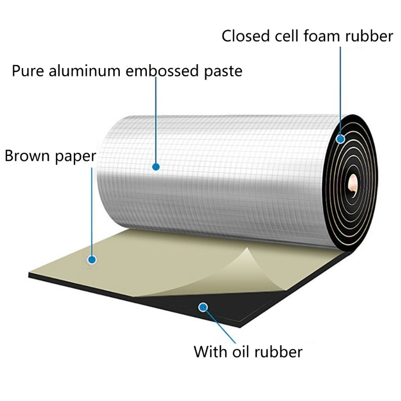 Hangtompító autóhoz - 79''x20'' hangtompító szőnyeg, 5/7/10 mm vastag hangszigetelő szigetelő anyag, öntapadó