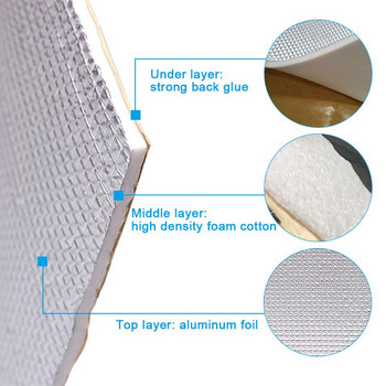 UXCELL 6 mm 10 mm дебело алуминиево влакно + ауспух памук Автомобилна топлина на закрито Звукозаглушаваща изолация Звукоизолираща овлажняваща подложка