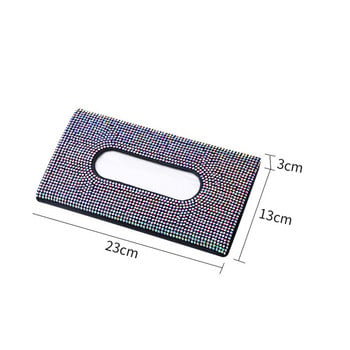 Rhinestone Diamond Car Tissue Boxes Diamond Inlaid Sunshades Δερμάτινη κρεμαστή πλάτη καθίσματος Paper Clip Auto Εσωτερικά αξεσουάρ