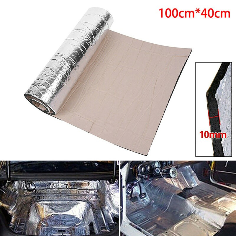 1 tekercs 100x40 cm-es 10 mm-es autóhang hőszigetelő pamut hangszigetelő alufólia vízálló porálló zaj az autó belső alkatrészeihez