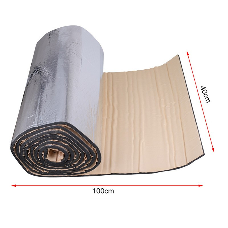 1 tekercs 100x40 cm-es 10 mm-es autóhang hőszigetelő pamut hangszigetelő alufólia vízálló porálló zaj az autó belső alkatrészeihez