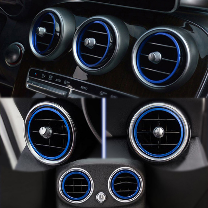 Пръстен за вентилация на автомобила за Mercedes Benz C GLC Class C180 C200 C300 GLC250 MB X253 W205 AC Panel Outlet Decoration Cover Sticker