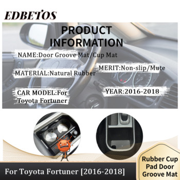 Αντιολισθητική αντι-σκόνη Προσαρμοσμένη τοποθέτηση ποτηροθήκης, πόρτας και εξαρτήματα επένδυσης κεντρικής κονσόλας Dor 2016 2017 2018 For Toyota Fortuner SW4