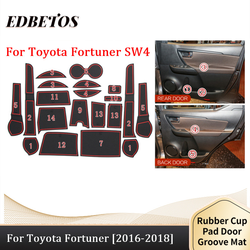 Αντιολισθητική αντι-σκόνη Προσαρμοσμένη τοποθέτηση ποτηροθήκης, πόρτας και εξαρτήματα επένδυσης κεντρικής κονσόλας Dor 2016 2017 2018 For Toyota Fortuner SW4