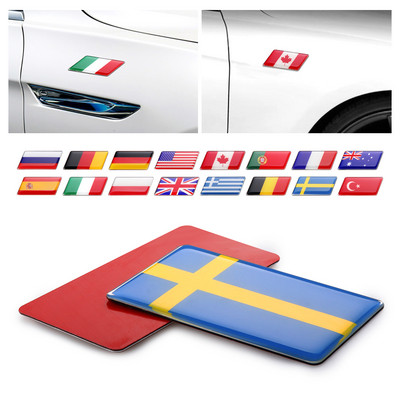 3D Aluminum Czech Republic Ukraine Spain Australia Brazil UK France Saudi Arabia Flag Emblem Car Side Body Trunk Decor Stickers