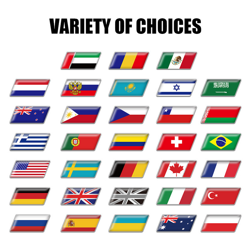 3D алуминий Чехия Украйна Испания Австралия Бразилия Обединеното кралство Франция Саудитска Арабия Флаг Емблема Автомобил Странично на каросерията Багажник Декоративни стикери