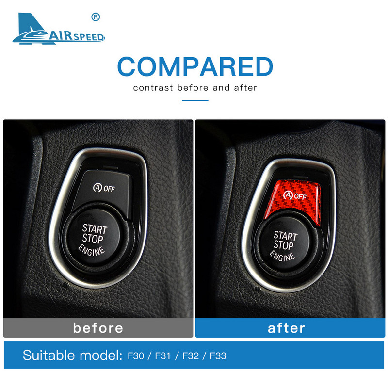 Fibră de carbon pentru BMW Seria 3, 4, F30, F31, F32, F33, F83, F82, M2, M3, accesorii, ornamente interioare, buton de pornire a motorului de mașină, oprire, autocolant