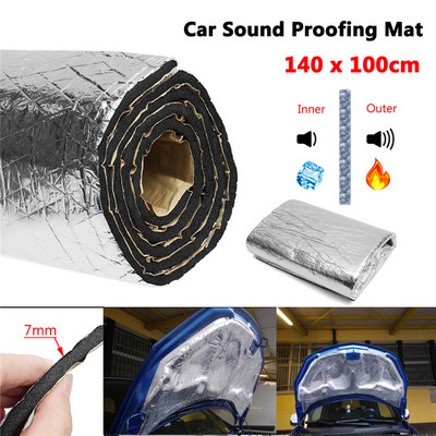 140x100cm/100x100cm automobilio garsą slopinantis kilimėlis triukšmo gaubto izoliacija slopinantis gaubtas variklio ugniasienė karščio aliuminio putų lipdukas