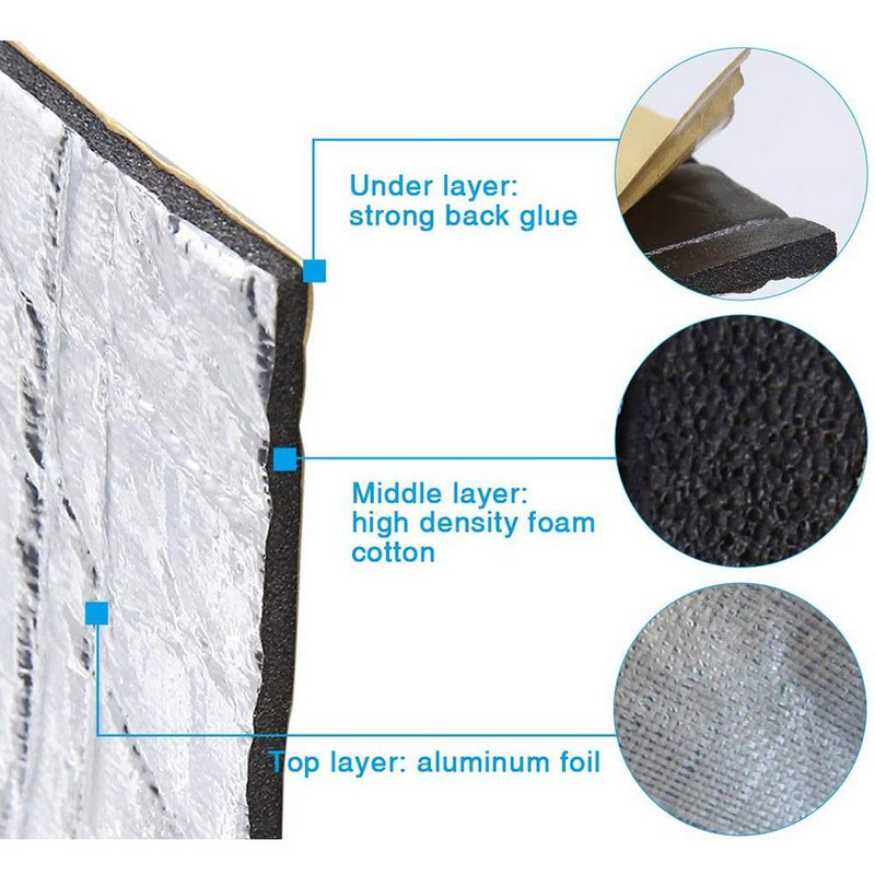 5 mm paksune alumiiniumkiust summuti puuvillane auto auto poritiiba matt summuti heliisolatsioon soojuspuuvillane summuti veekindel