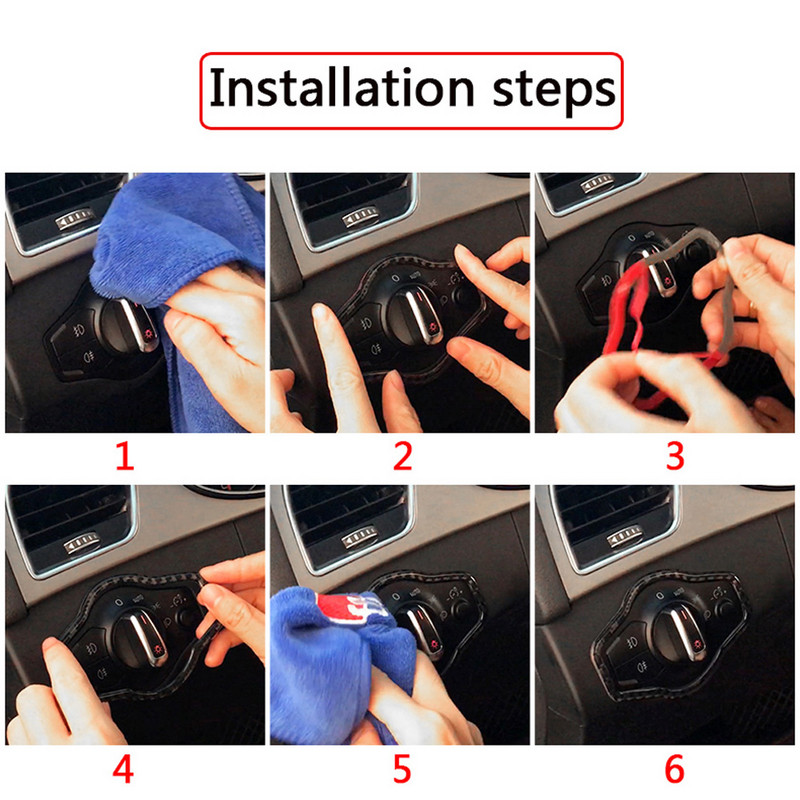 Styling mașină pentru Audi A4 S4 RS4 B8 8K A5 S5 RS5 8T 8F Q5 SQ5 8R 2009-16 Autocolante de acoperire decorative pentru comutatorul farurilor auto