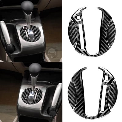 3бр. Въглеродни влакна Интериор на автомобила Автоматичен панел за превключване на скоростите Капак на панела за смяна на скоростната кутия Стикер на рамката за Honda Civic 8-мо поколение 2006-2011