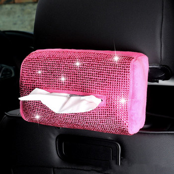 Bling Car Tissue Holder Creative Paper Napkin Case Tissue Box Θήκη χαρτοπετσέτας Χάρτινα κουτιά αυτοκινήτου Διαμαντένια αξεσουάρ αυτοκινήτου για κορίτσια
