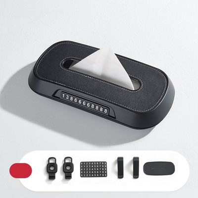 Κουτί χαρτομάντηλου αυτοκινήτου για Tesla Bmw Mercedes Benz Volkswagen Ζελατίνα αυτοκινήτου Δερμάτινη θήκη χαρτομάντιλων στάθμευσης Πινακίδα αριθμού Εσωτερικό κουτί αποθήκευσης