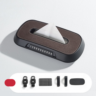 Κουτί χαρτομάντηλου αυτοκινήτου για Tesla Bmw Mercedes Benz Volkswagen Ζελατίνα αυτοκινήτου Δερμάτινη θήκη χαρτομάντιλων στάθμευσης Πινακίδα αριθμού Εσωτερικό κουτί αποθήκευσης