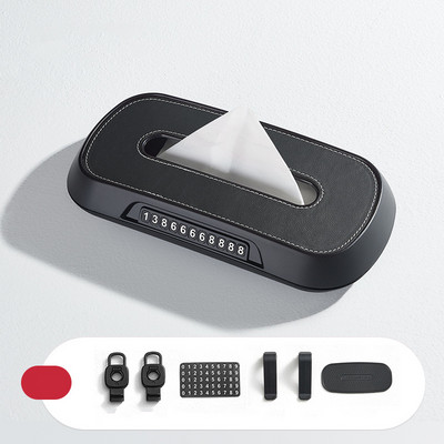 Κουτί χαρτομάντηλου αυτοκινήτου για Tesla Bmw Mercedes Benz Volkswagen Ζελατίνα αυτοκινήτου Δερμάτινη θήκη χαρτομάντιλων στάθμευσης Πινακίδα αριθμού Εσωτερικό κουτί αποθήκευσης