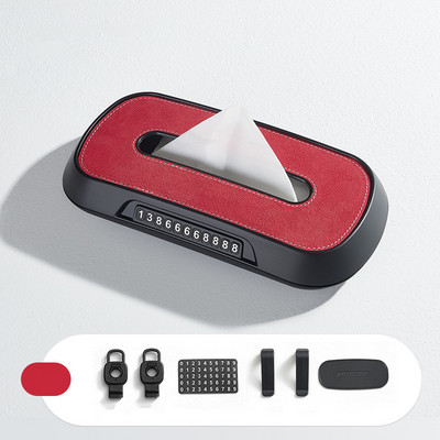 Κουτί χαρτομάντηλου αυτοκινήτου για Tesla Bmw Mercedes Benz Volkswagen Ζελατίνα αυτοκινήτου Δερμάτινη θήκη χαρτομάντιλων στάθμευσης Πινακίδα αριθμού Εσωτερικό κουτί αποθήκευσης