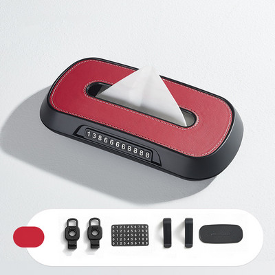 Κουτί χαρτομάντηλου αυτοκινήτου για Tesla Bmw Mercedes Benz Volkswagen Ζελατίνα αυτοκινήτου Δερμάτινη θήκη χαρτομάντιλων στάθμευσης Πινακίδα αριθμού Εσωτερικό κουτί αποθήκευσης