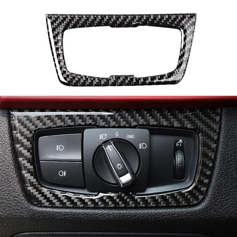 Ugljična vlakna Gumb za prekidač auto prednjih svjetala Dekorativni okvir Naljepnice za poklopac unutrašnjosti za BMW serije 3 F30 F34 2013-17 Dodaci