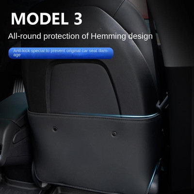 For Tesla Model 3 Model Y Leather Seat Back Kick Protectors Kick Mats Kids Back Seat Protector Durable Water Resistant