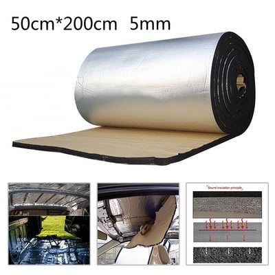 50*200CM 5/10mm aluminijska folija prigušivač zvuka izolacija prostirka buke toplinski štit izolacija automobil prigušivač pjena pamuk zvuk