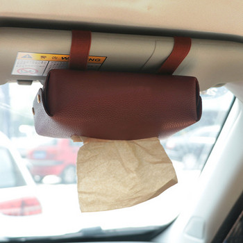 Car PU Δερμάτινο Tissue Box Γενικό υποβραχιόνιο αντιηλιακής αλεξήλιο Στήριγμα χαρτοπετσέτας Πίσω κάθισμα Προσκέφαλο Εγκατάσταση Auto Εσωτερικών Αξεσουάρ