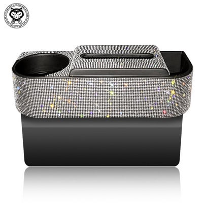 Πολυλειτουργικό Crystal Car Tissue Box 3 σε 1 Πετσέτα Κάρτας Ποτού Κάθισμα αυτοκινήτου Κουτί αποθήκευσης Rhinestone Αξεσουάρ αυτοκινήτου