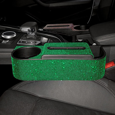 Višenamjenska kristalna automobilska kutija za papirne maramice 3 u 1 kutija za ručnike, držač kartice za piće, kutija za pohranu na autosjedalici, dodaci za automobile sa vještačkim kamenčićima