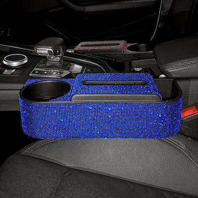 Višenamjenska kristalna automobilska kutija za papirne maramice 3 u 1 kutija za ručnike, držač kartice za piće, kutija za pohranu na autosjedalici, dodaci za automobile sa vještačkim kamenčićima