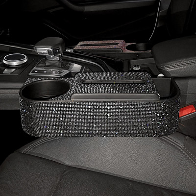 Višenamjenska kristalna automobilska kutija za papirne maramice 3 u 1 kutija za ručnike, držač kartice za piće, kutija za pohranu na autosjedalici, dodaci za automobile sa vještačkim kamenčićima