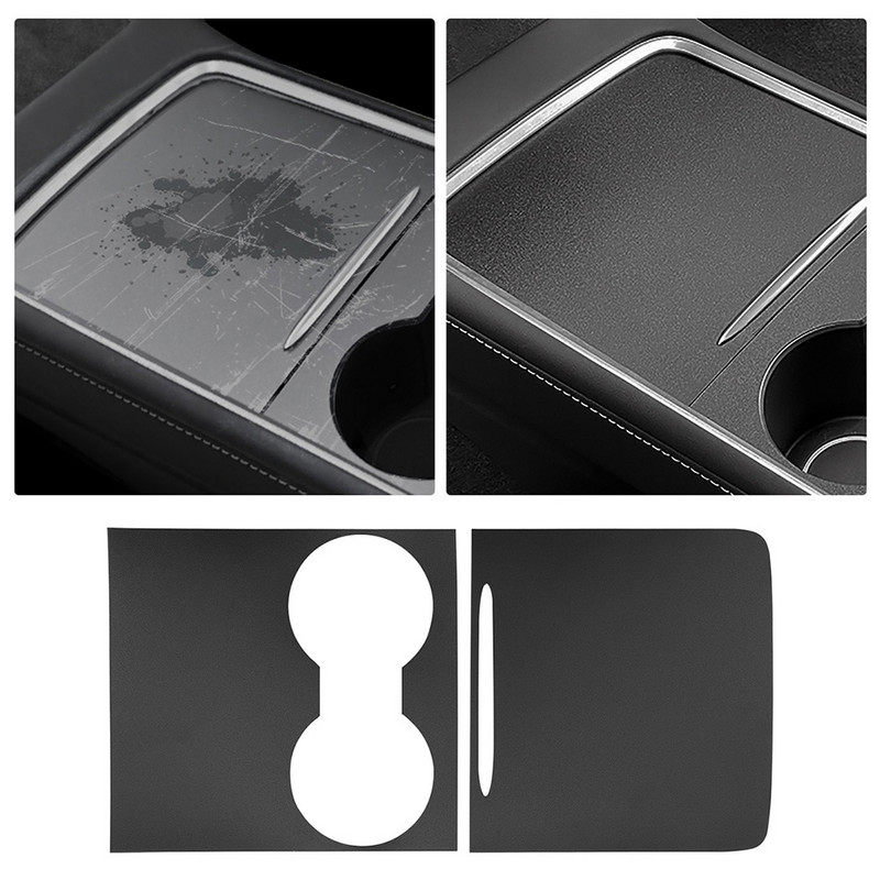 Autocolant pentru panoul de control central pentru interiorul mașinii 2 buc pentru modelul Tesla y autocolant pentru capacul consolei centrale 2021 pentru tesla model 3 de protecție